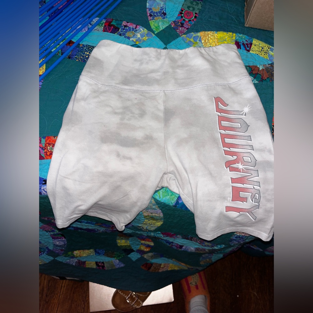 Official Journey White Tie Dyed Cotton Biker Shorts